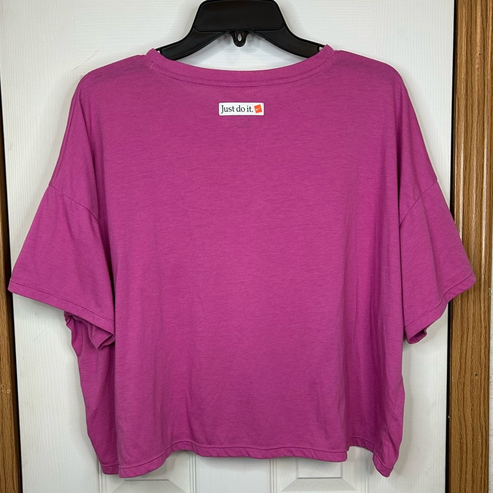 Nike Dri-Fit Pink Cropped Pocket Tee Just Do It T-Shirt Women’s XL - Picture 3 of 7